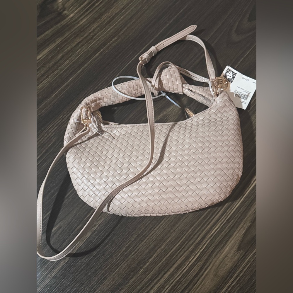 Anne Klein Mini Woven Shoulder mini Bag  Cream/beige